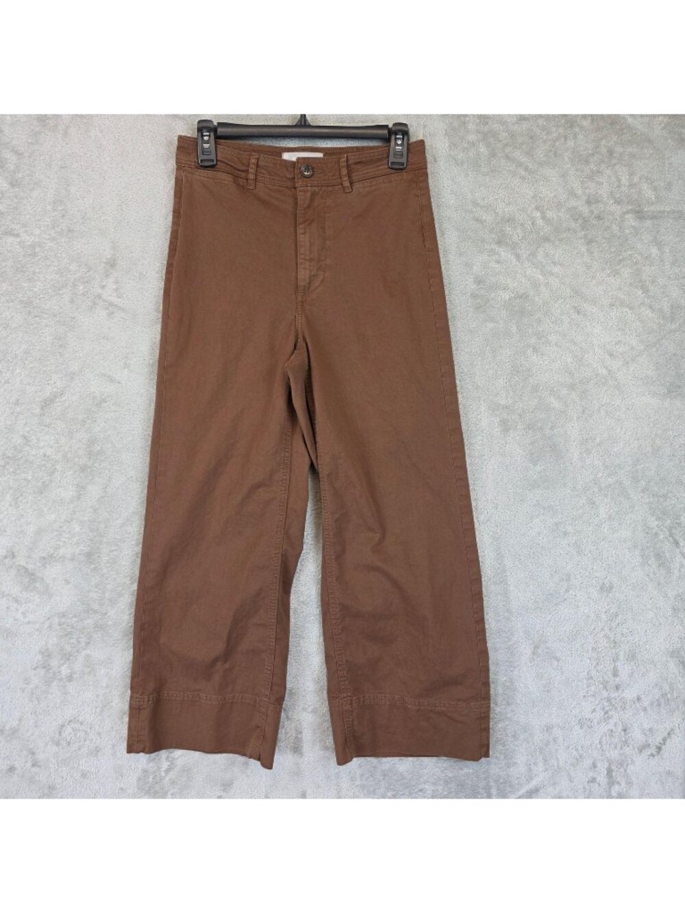 Everlane Pants Womens 2 Brown Twill Wide Leg Crop Chino Stretch Relaxed Casual